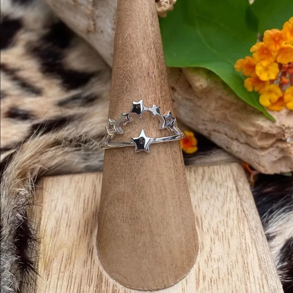 Multi Star Cluster Sterling Silver Ring Size 8